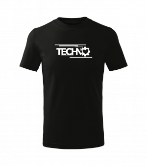Techno Shirt Girls M | Schwarz | Weiss